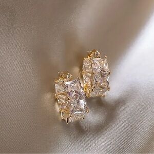 Elegant Gold and Silver Crystal Earrings